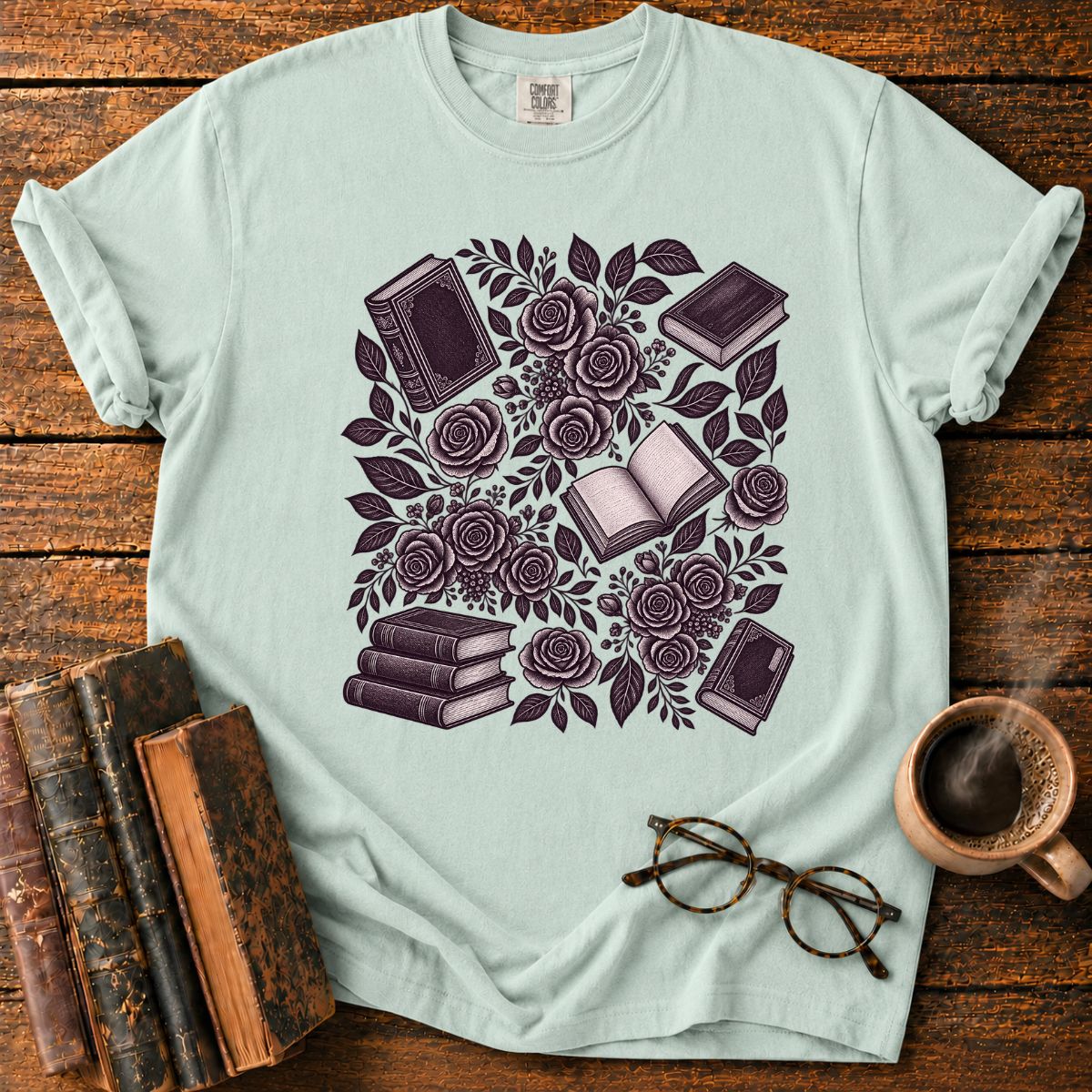 Inkbound Roses and Vintage Books T-Shirt