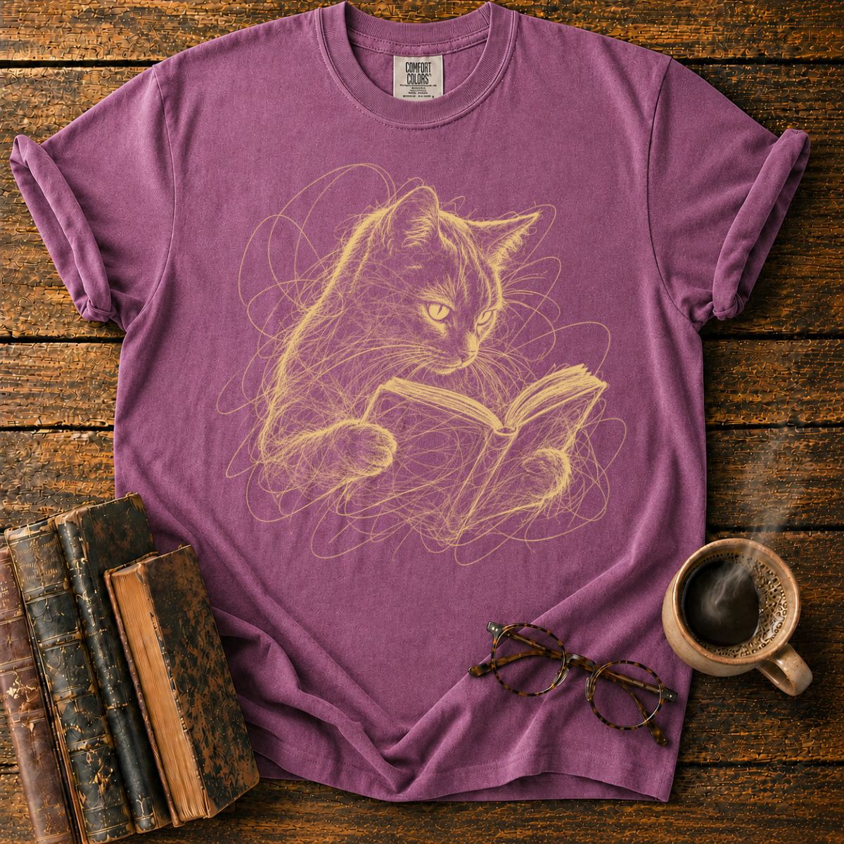 Bookish Cat T-Shirt T-Shirt