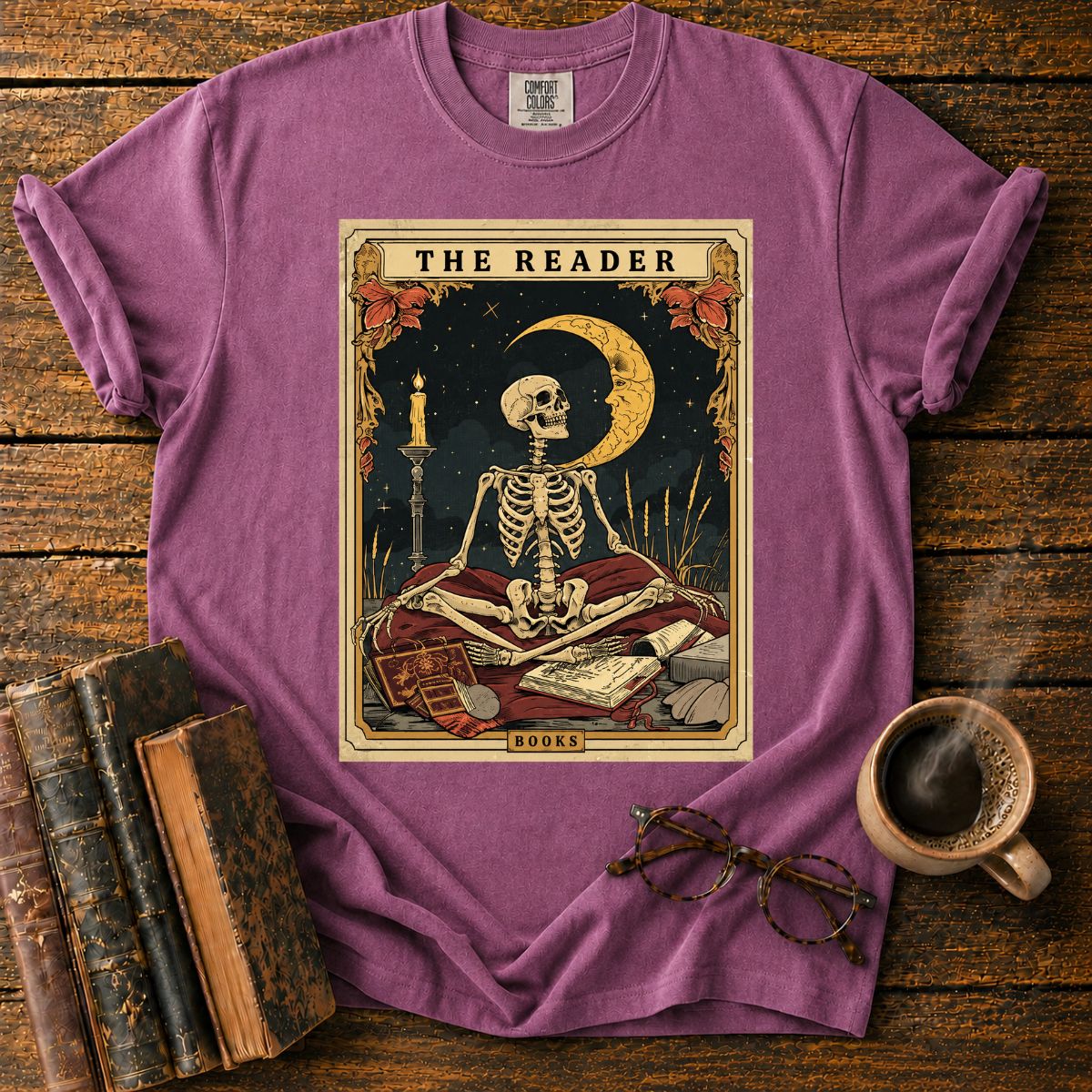 Skeleton Tarot Card Book Lover T-Shirt