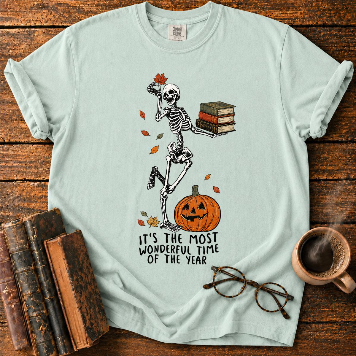 Dancing Skeleton’s Autumn Book Parade T-Shirt