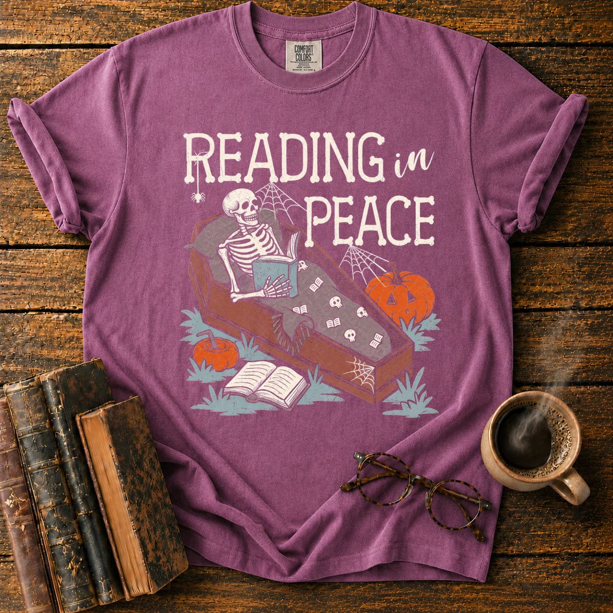 Reading in Peace Skeleton T-Shirt