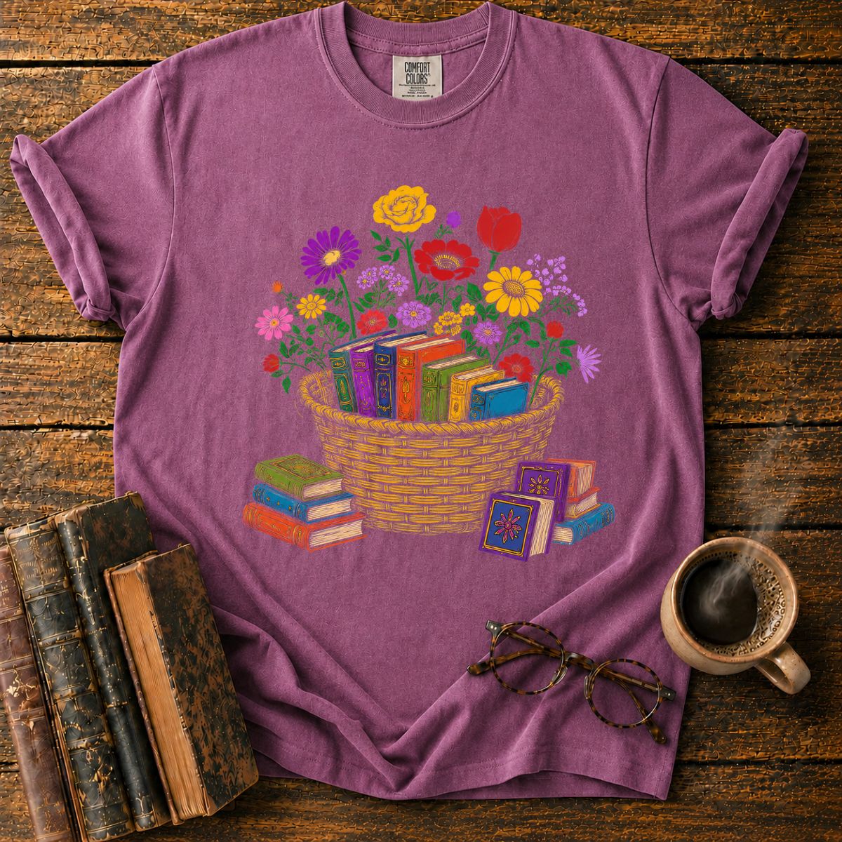 Blooming Basket of Books T-Shirt