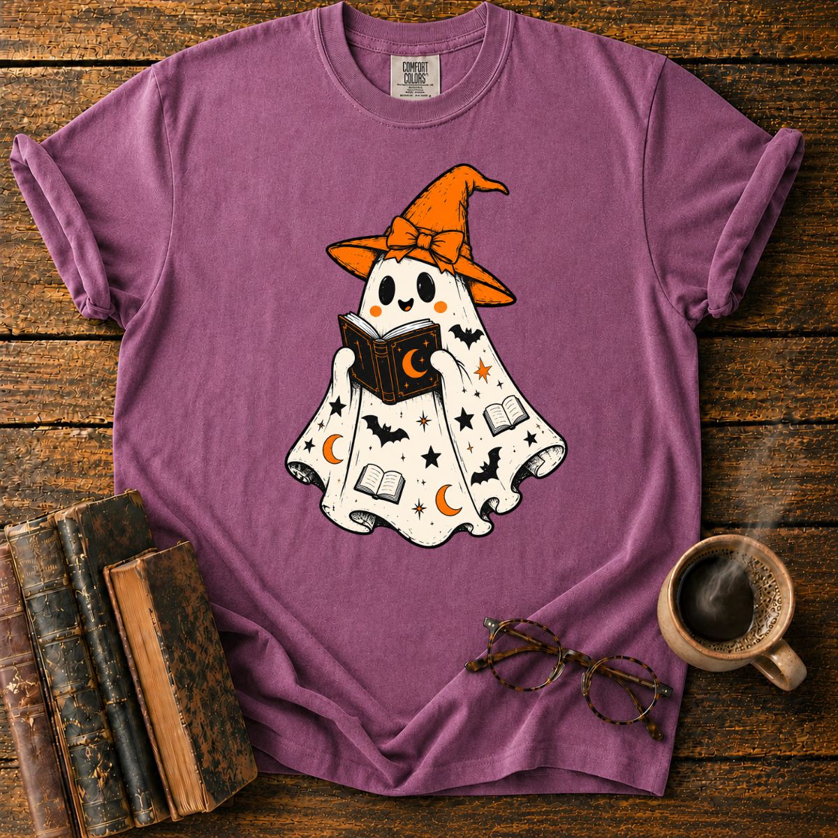 Halloween Ghost Reading Spellbook T-Shirt