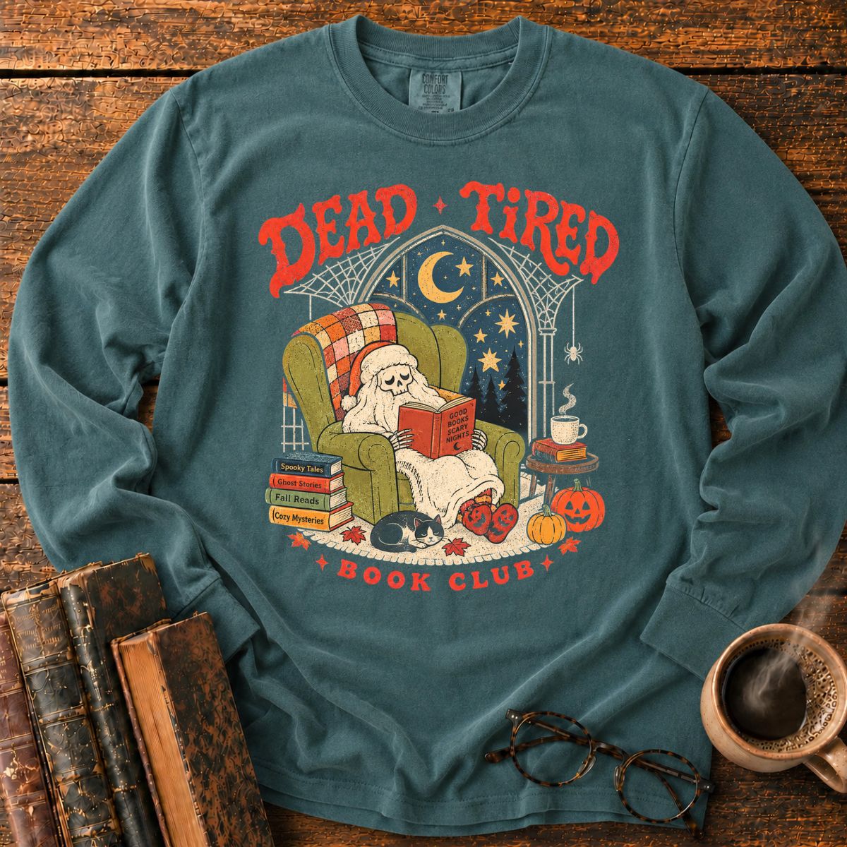 Dead Tired Book Club Skeleton LS T-Shirt