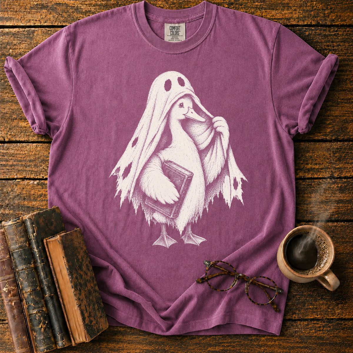 Ghostly Goose with a Book T-Shirt