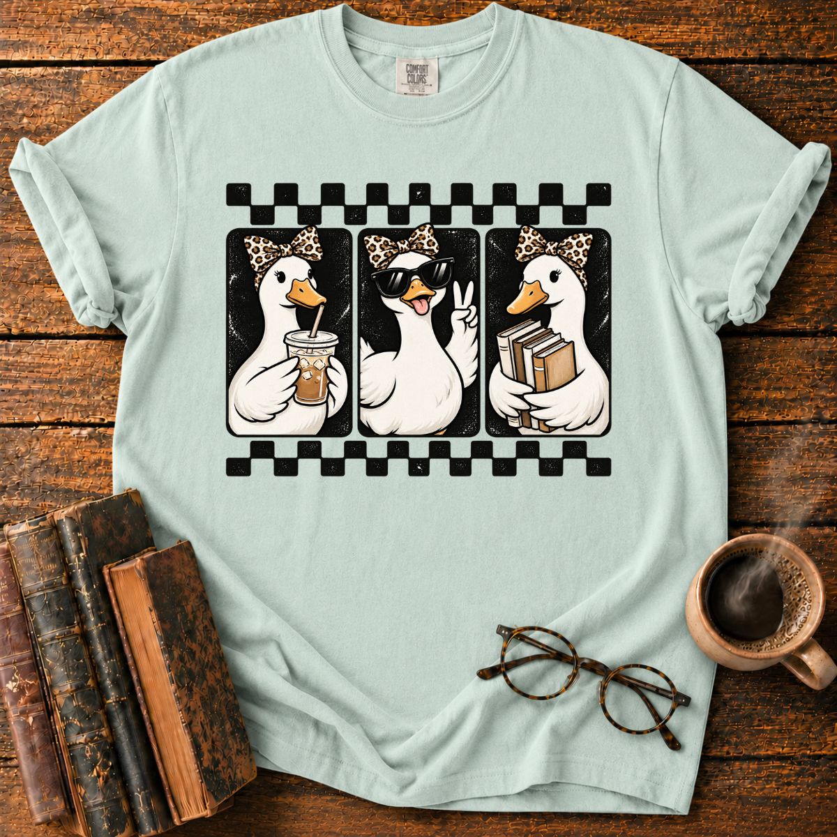 Cute Duck With Books T-Shirt