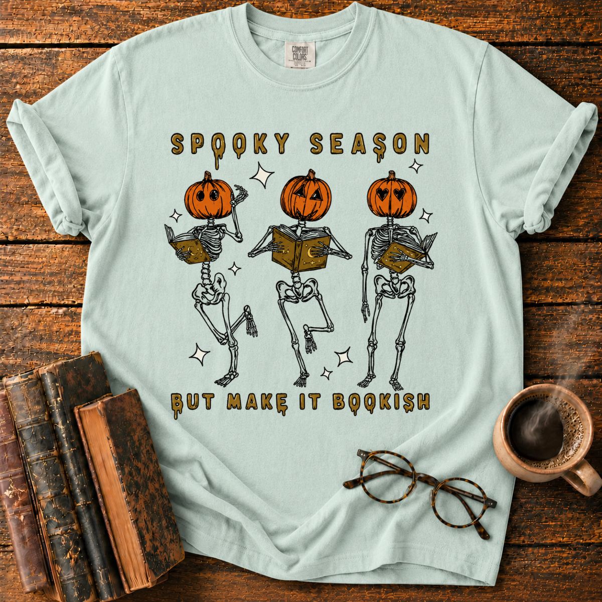 Spooky Season Bookish Skeleton Dance T-Shirt