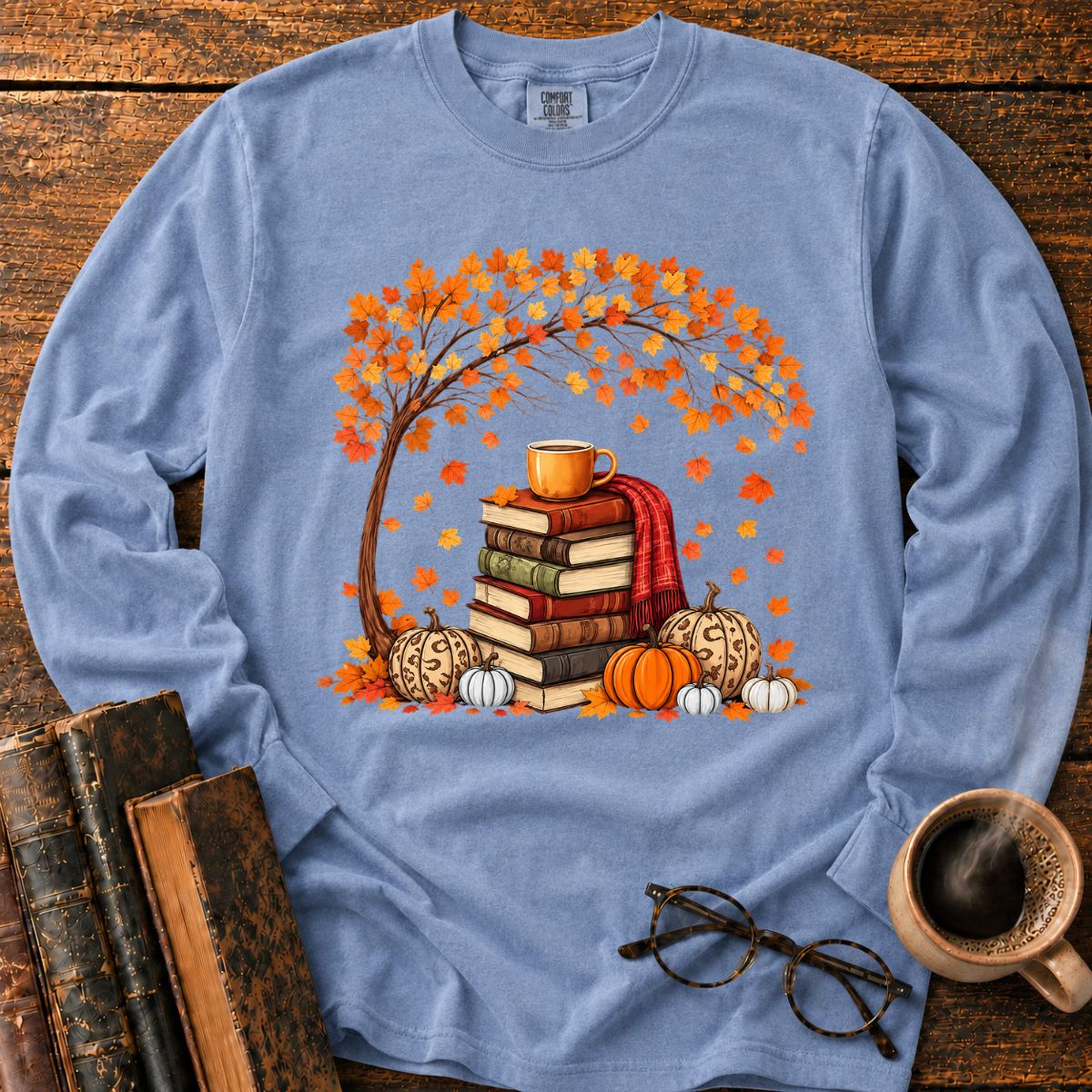 Autumn Book Stack LS T-Shirt