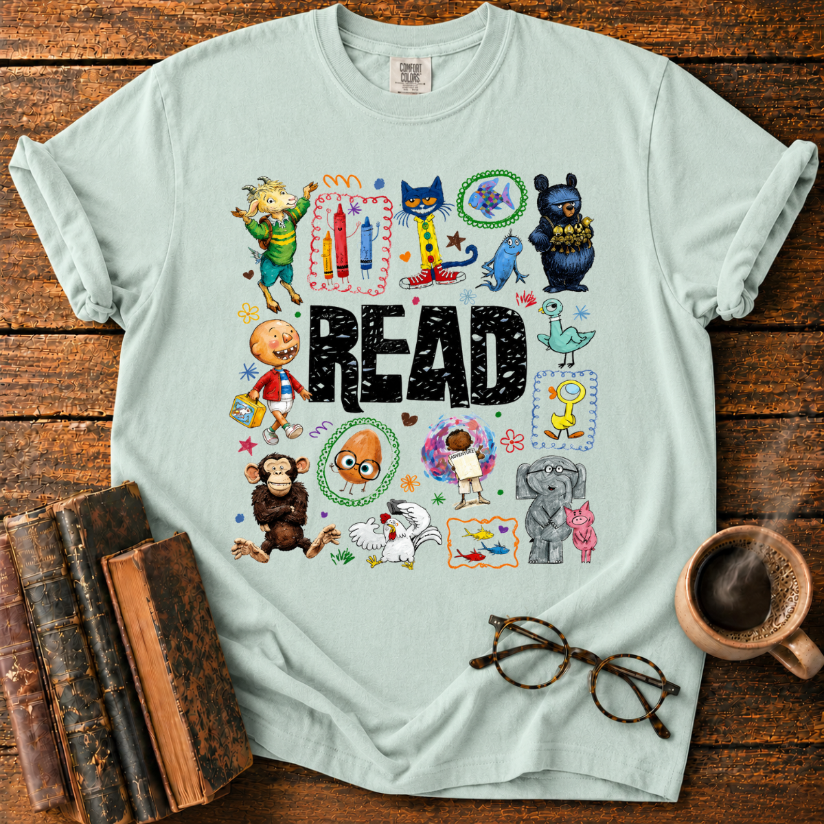 Whimsical Children’s Reading Collage T-Shirt
