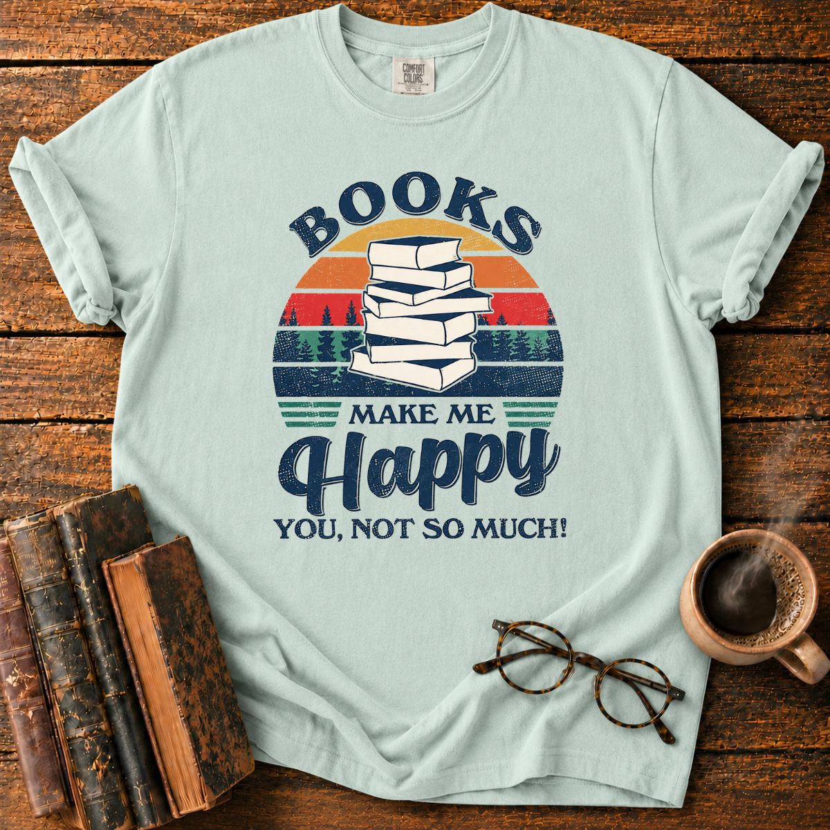 Retro Books Make Me Happy T-Shirt