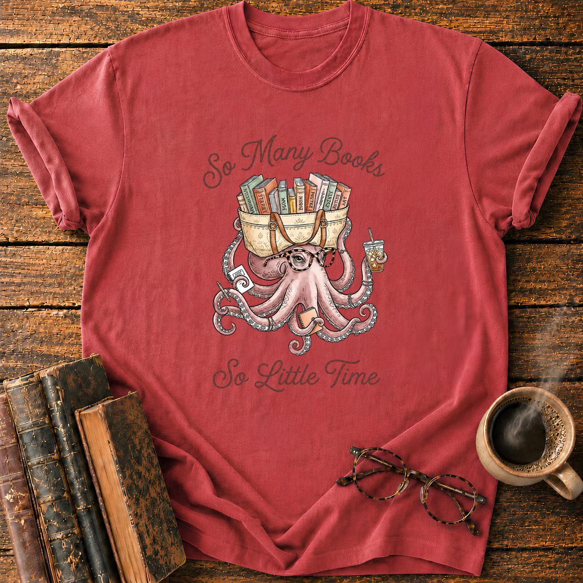 Octopus Many Books T-Shirt