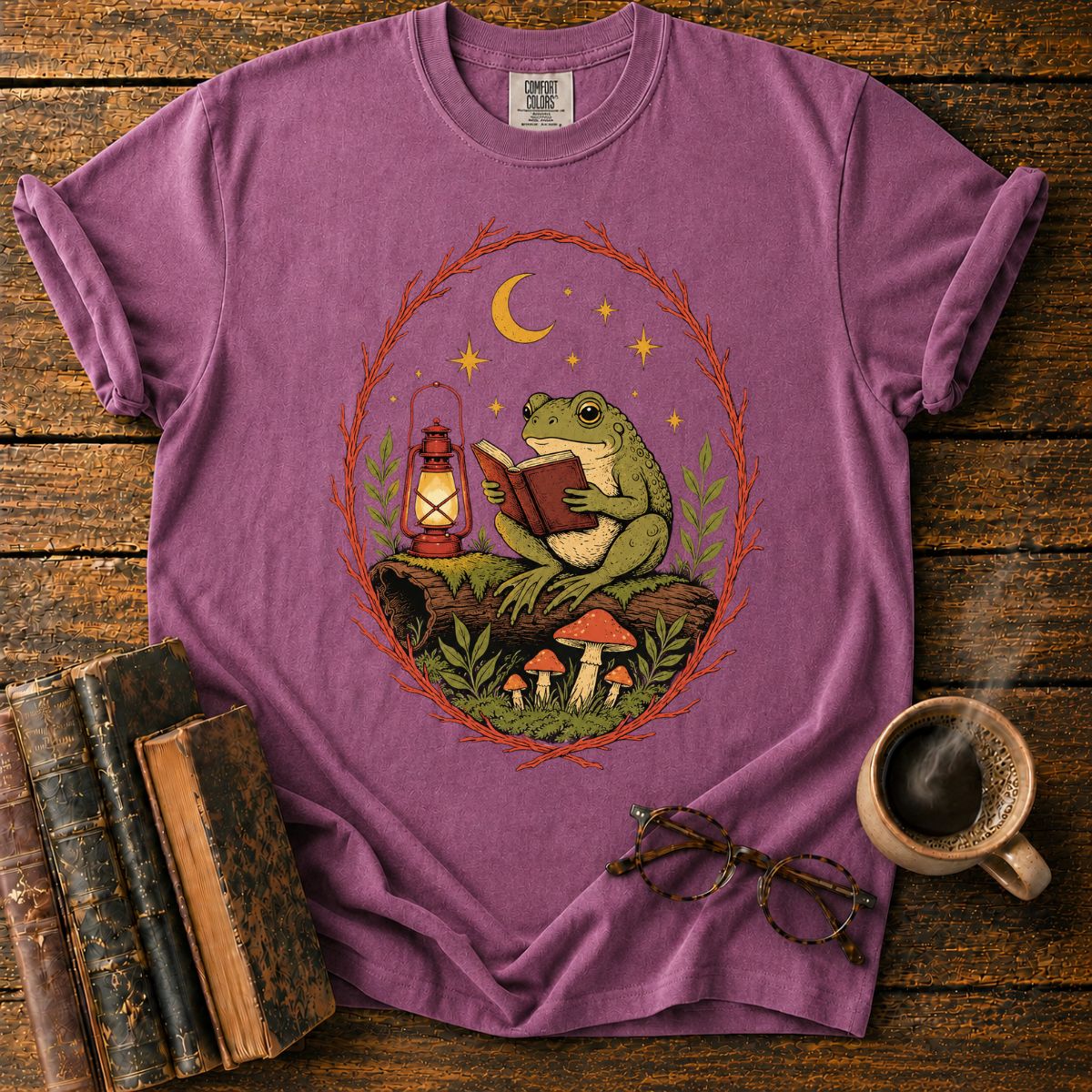 Frog’s Moonlit Reading Nook T-Shirt