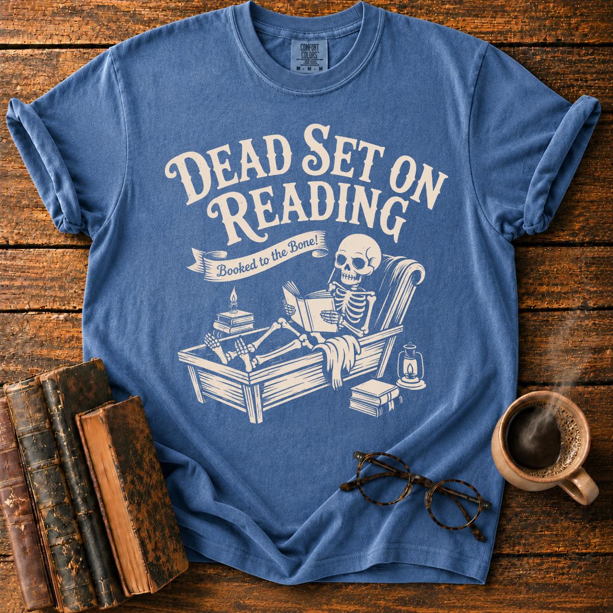 Dead Set On Reading Skeleton T-Shirt