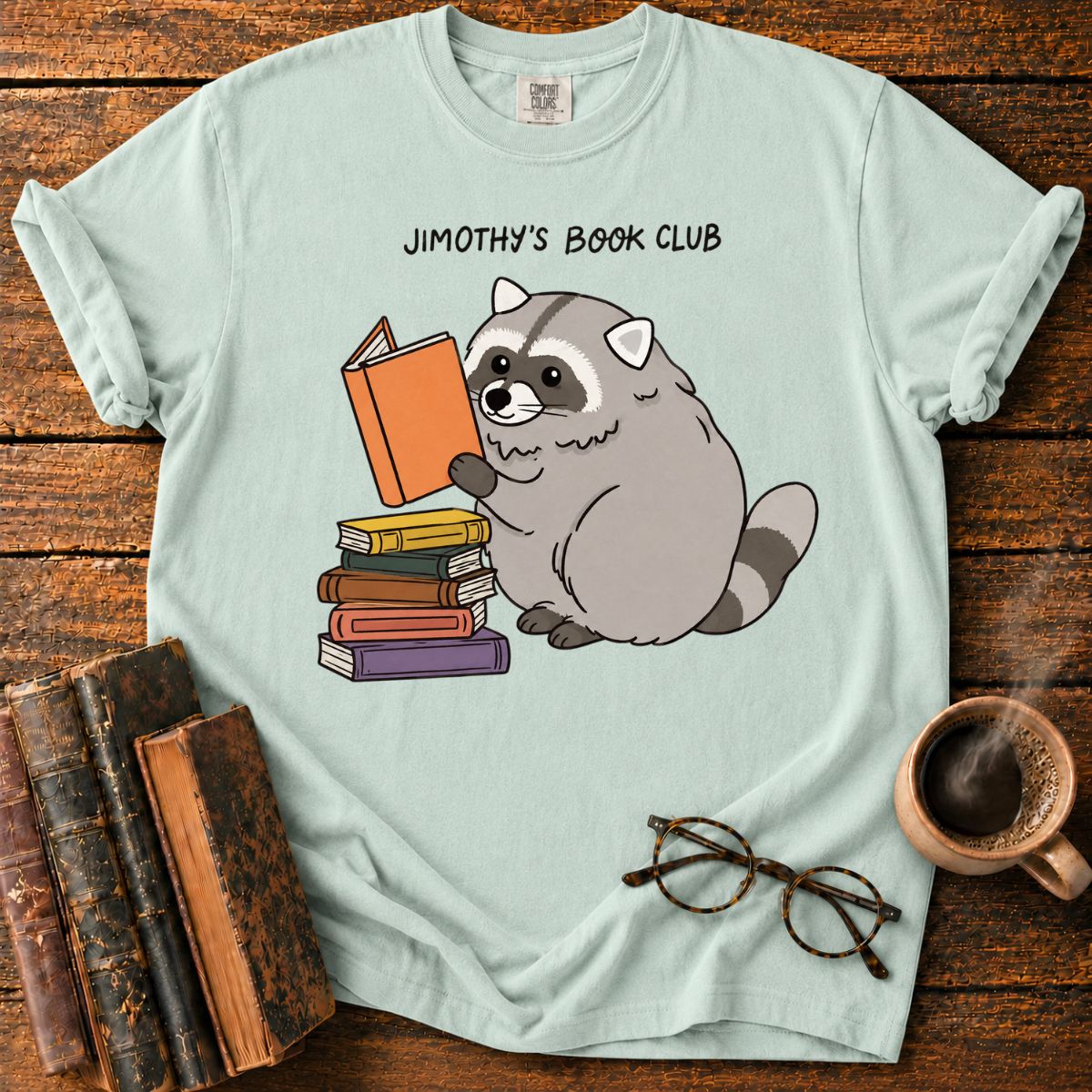 Raccoon Book Club Cute Reading T-Shirt