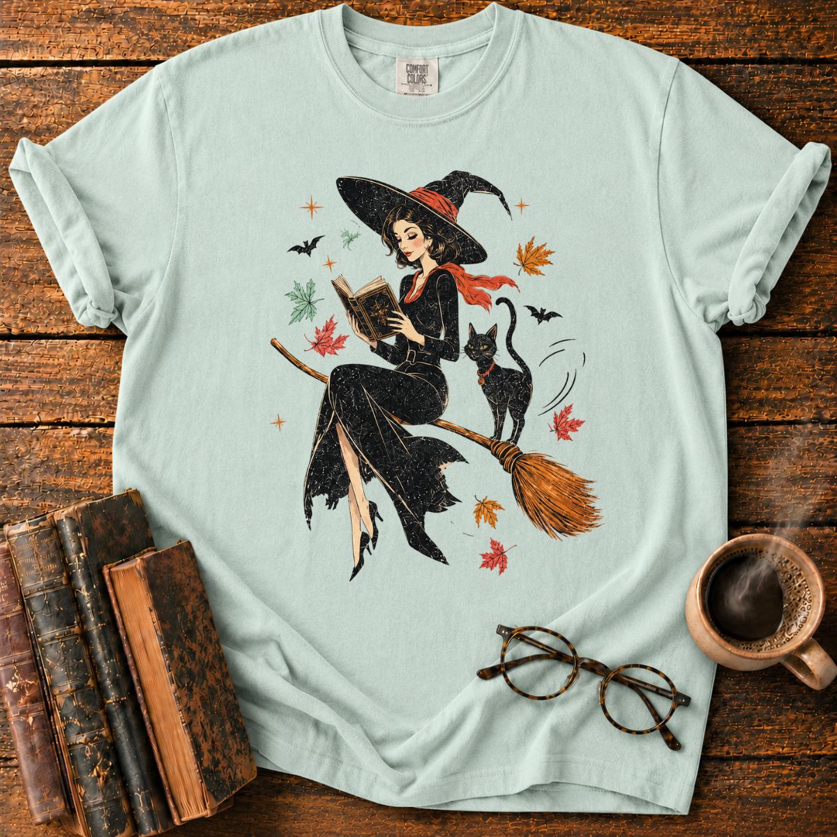 Witch Reading on a Broomstick T-Shirt