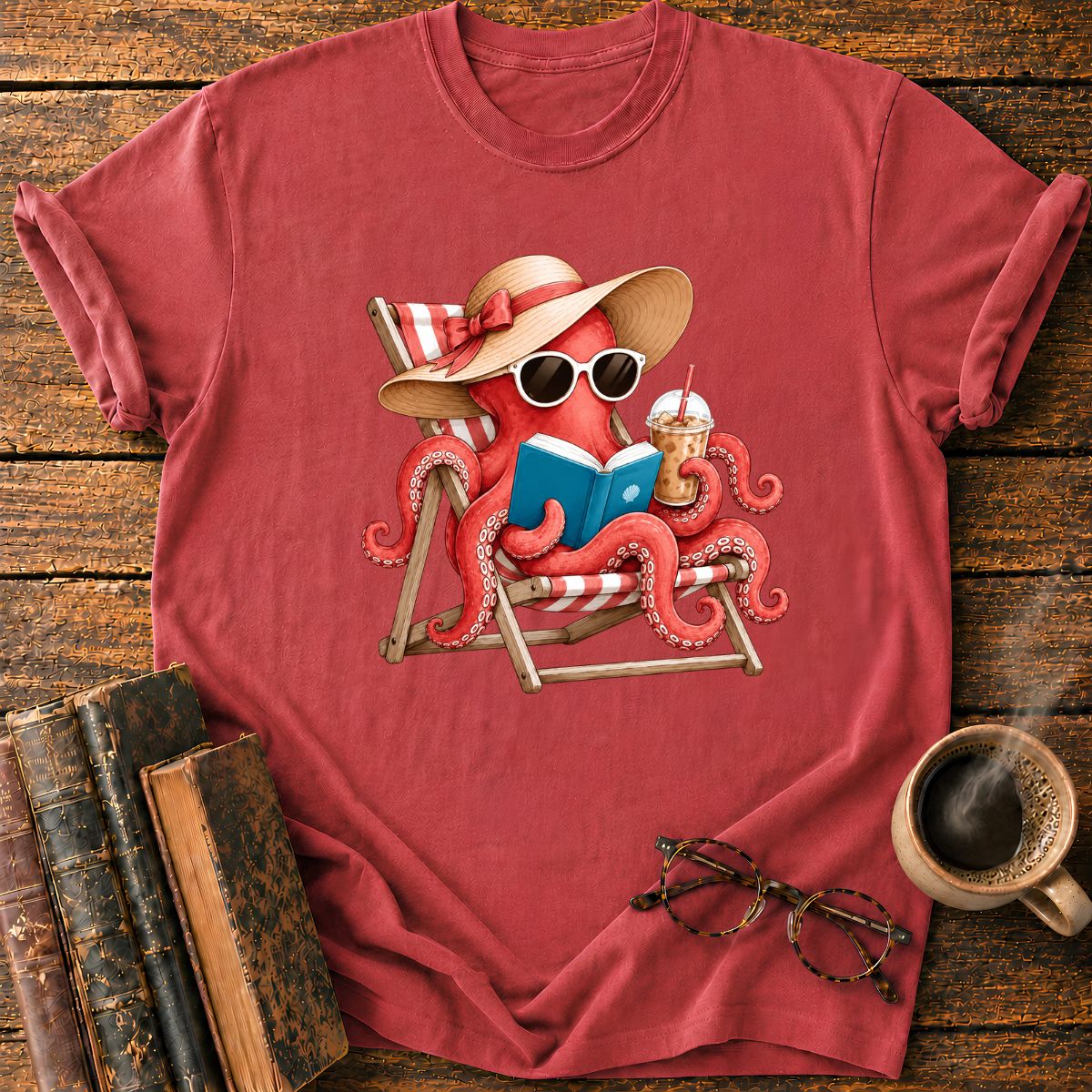 Octopus Reading T-Shirt