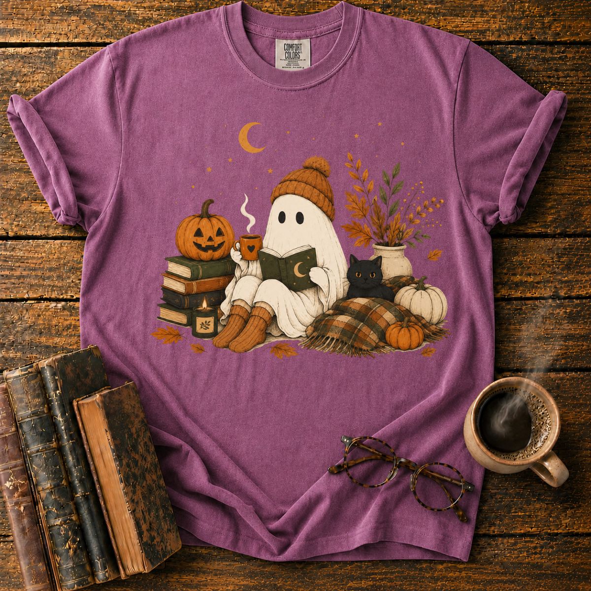 Ghost’s Autumn Reading Book T-Shirt