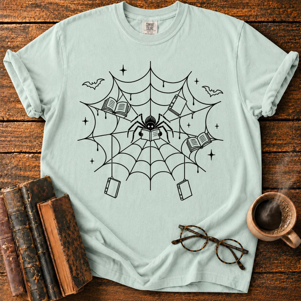 Spooky Spider Library T-Shirt