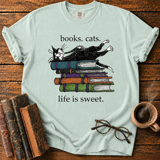 Books, Cats, and Sweet Life T-Shirt
