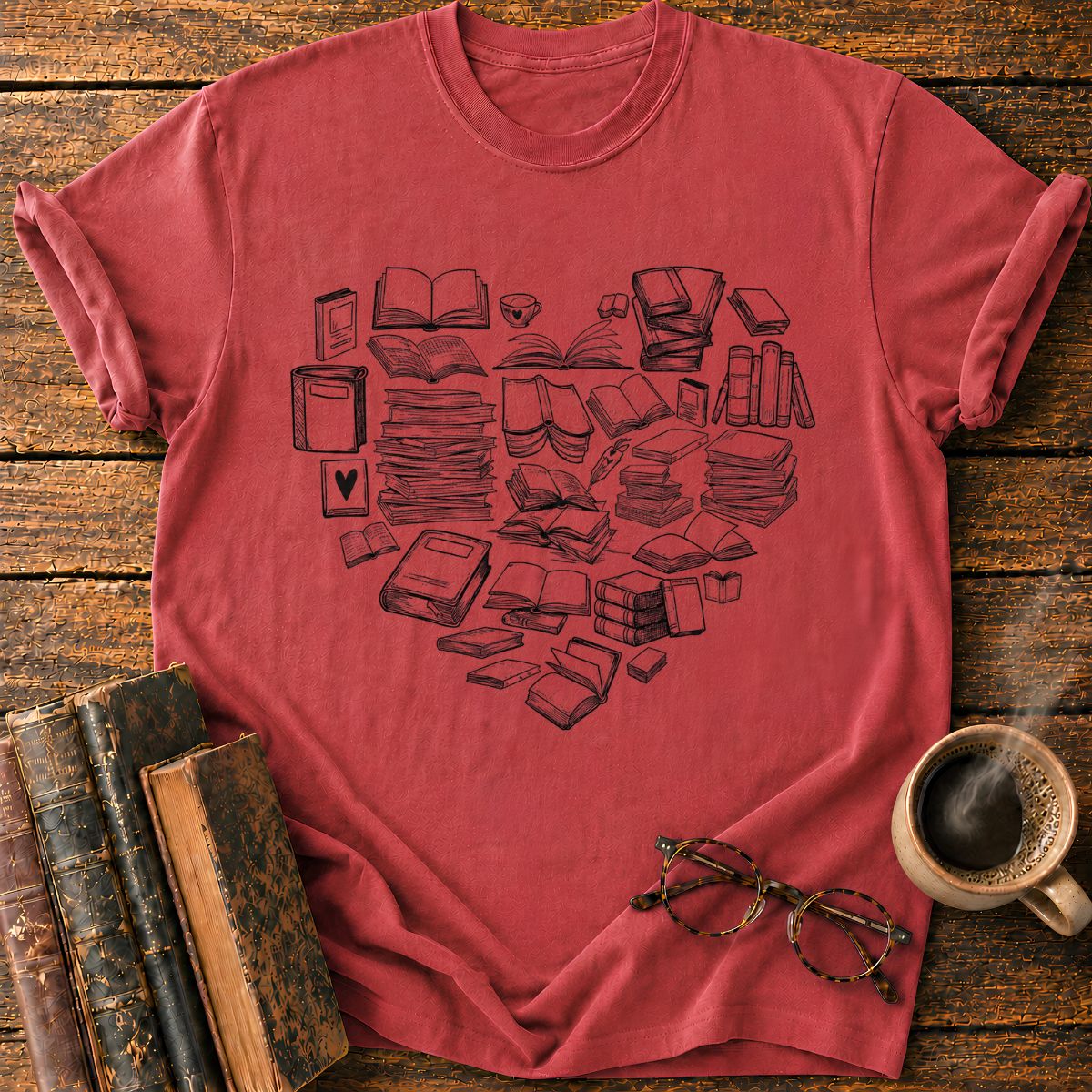 Heart of Books and Tea T-Shirt
