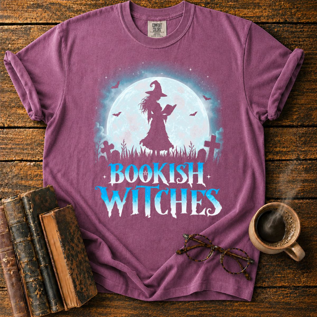 Moonlit Witch Reading in the Graveyard T-Shirt