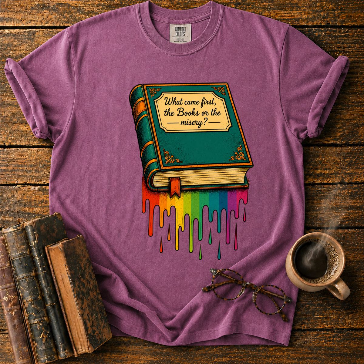 Vintage Book with Rainbow Drips T-Shirt