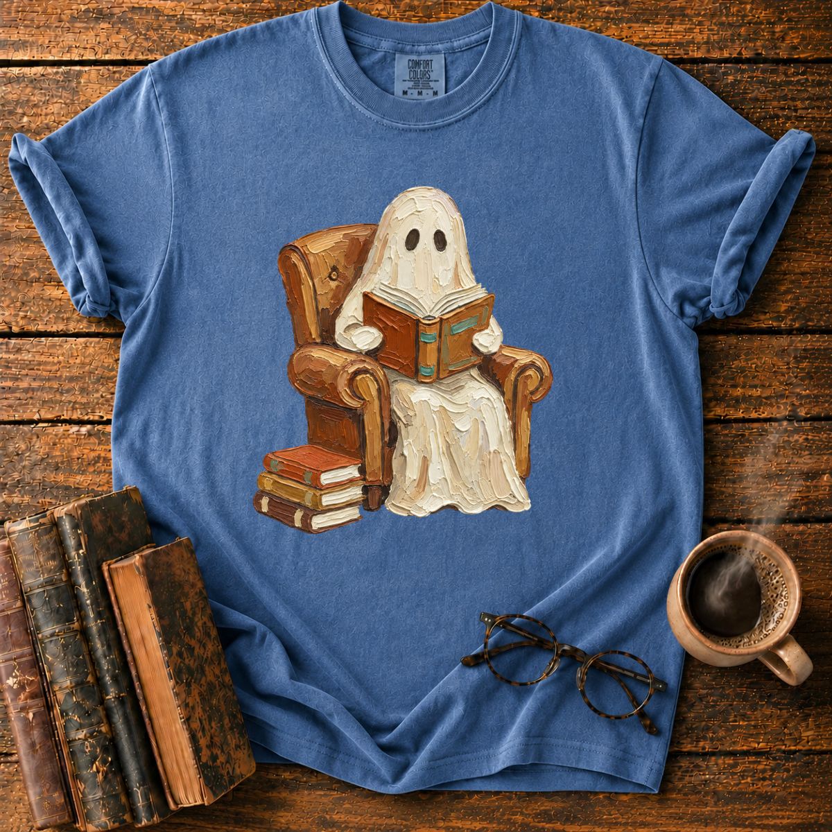 Oil Painting Ghost Reading Armchair T-Shirt