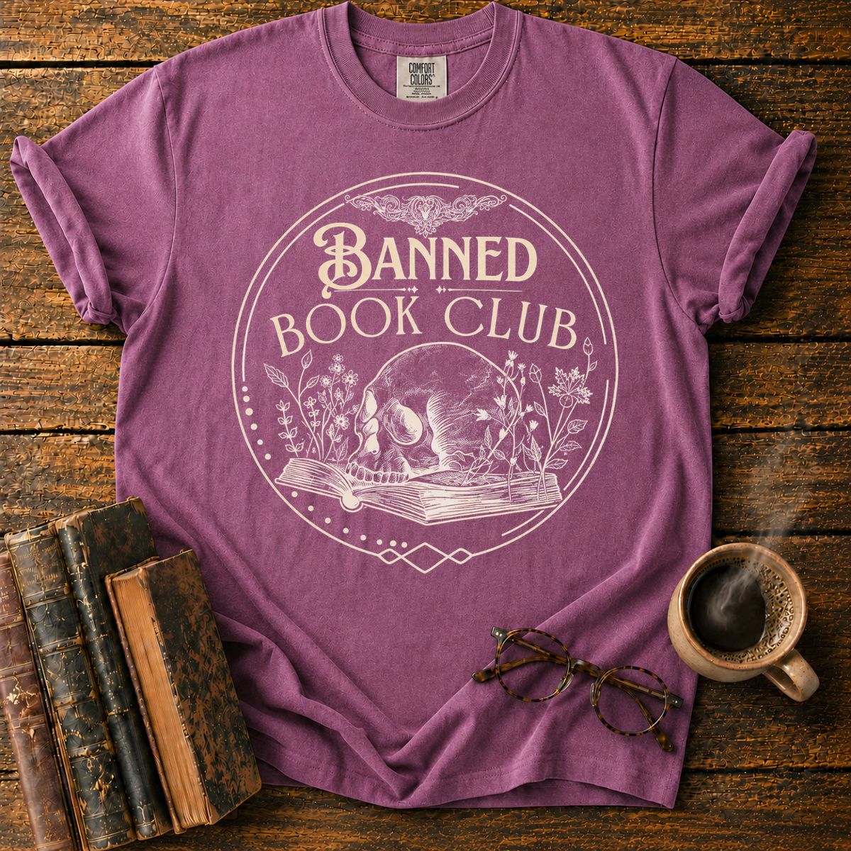 Banned Book Club Skull Emblem T-Shirt