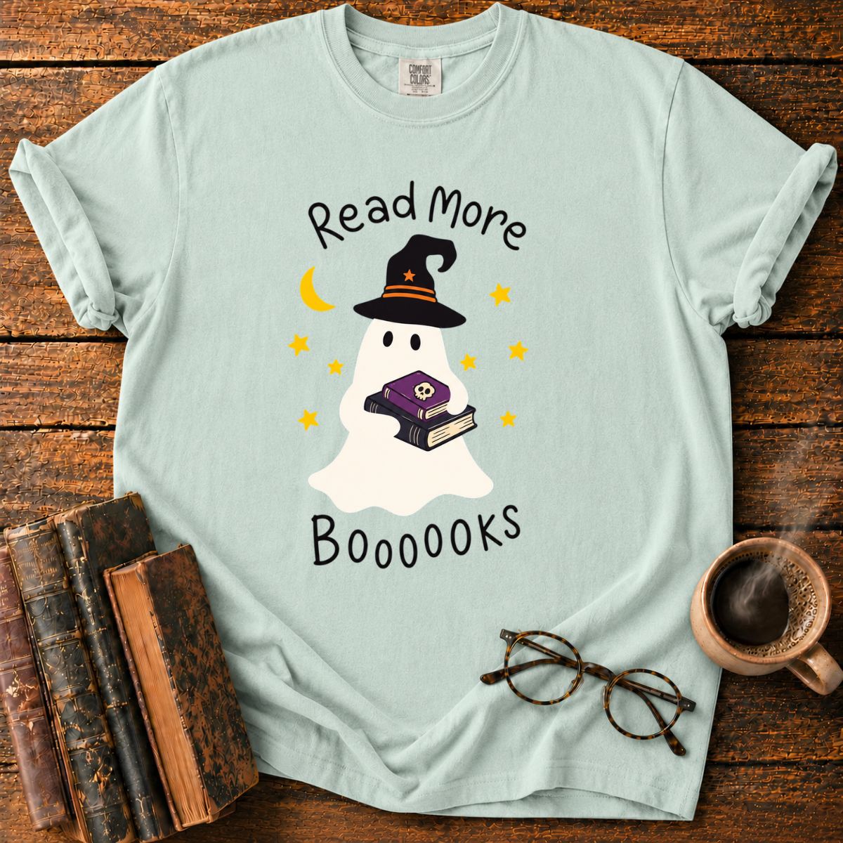 Cute Halloween Ghosts and Books T-Shirt