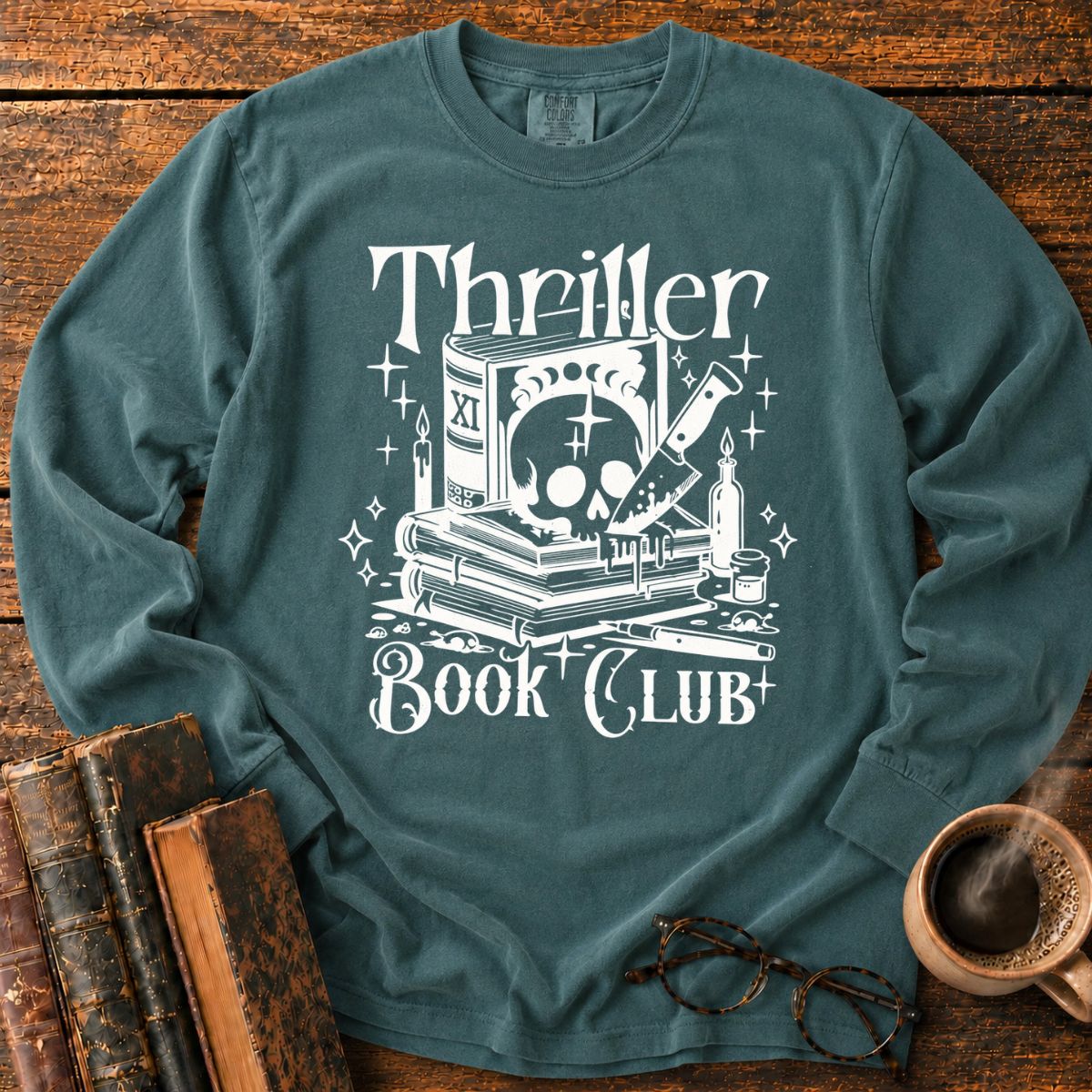 Thriller Book Club Skull Knife LS T-Shirt