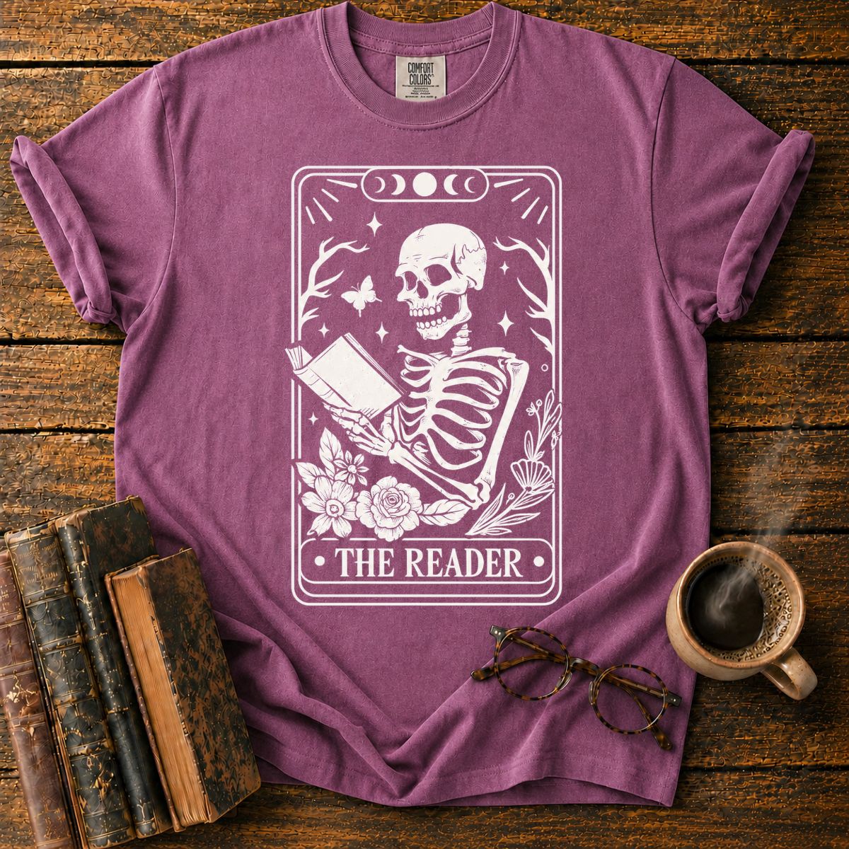 The Reader Tarot Skeleton T-Shirt