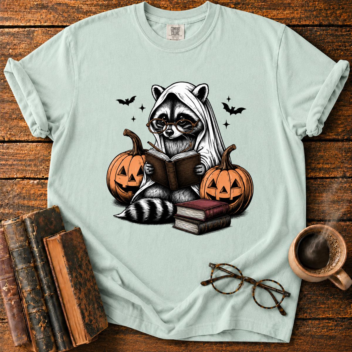 Raccoon’s Halloween Reading T-Shirt