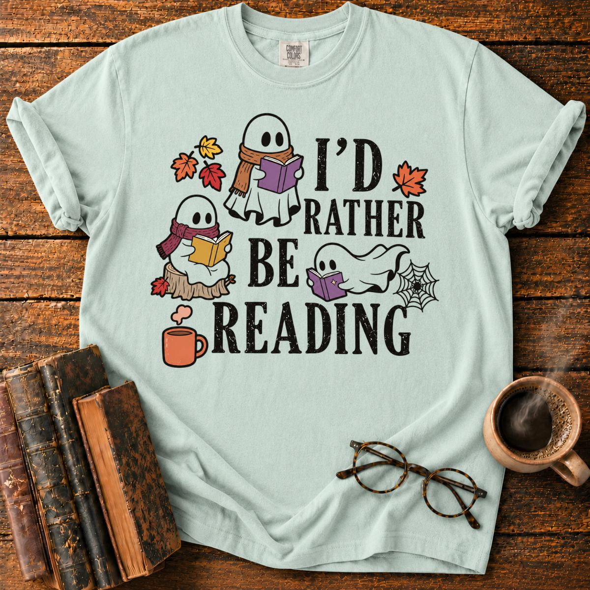 Cozy Halloween Ghosts Reading T-Shirt