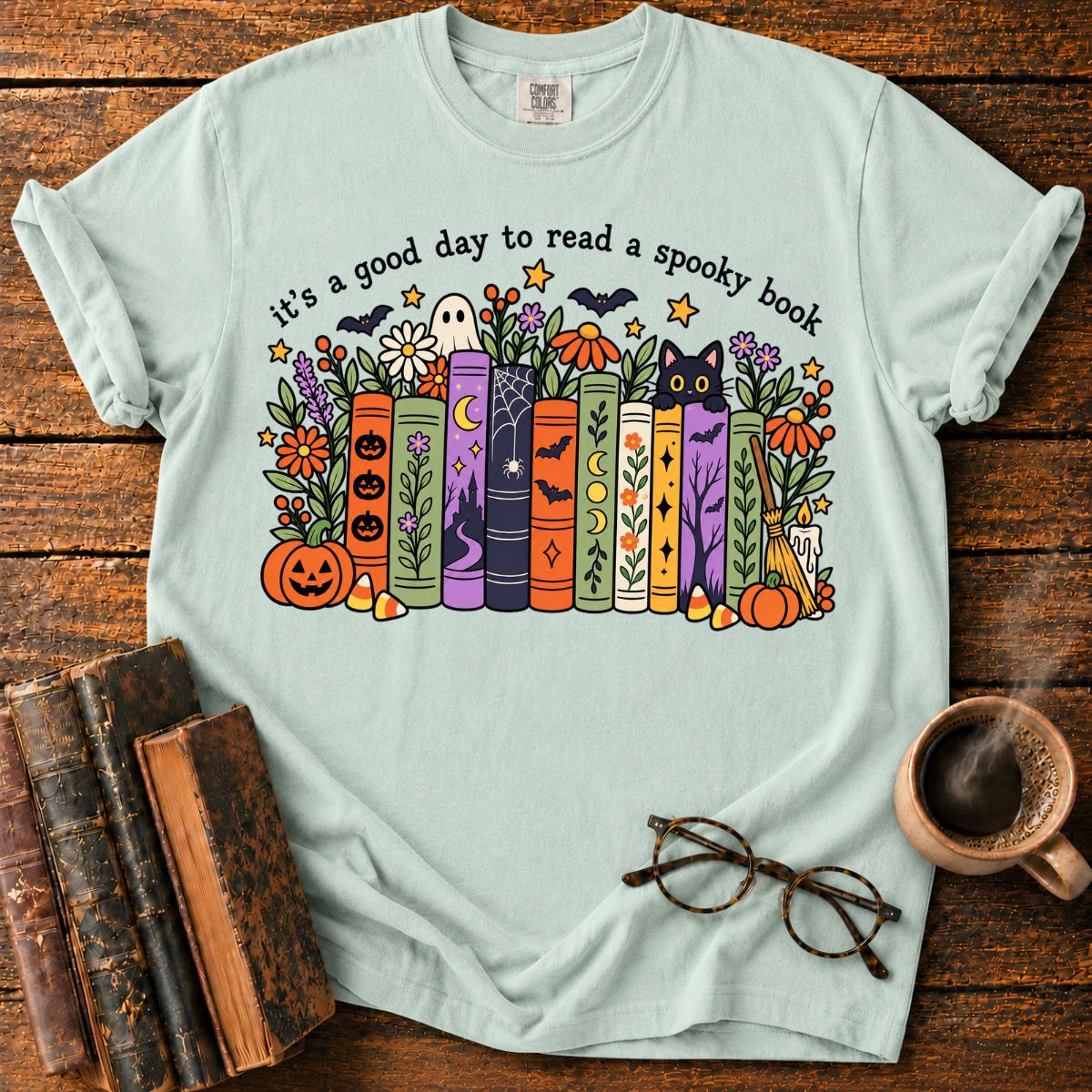 A Cozy Day to Read Spooky Books T-Shirt