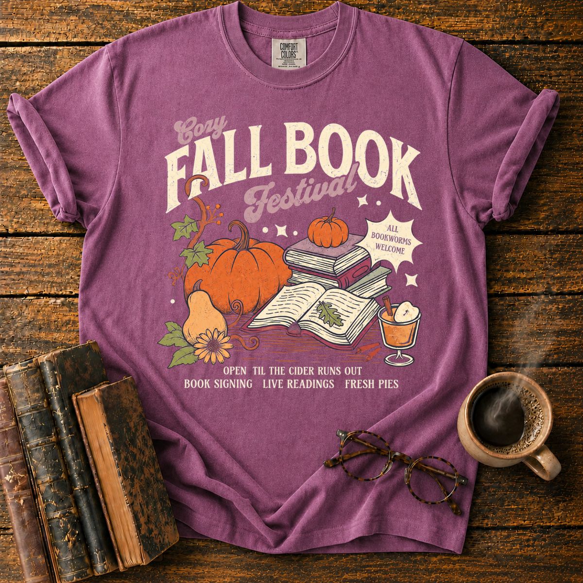 Cozy Fall Book Festival Pumpkin T-Shirt