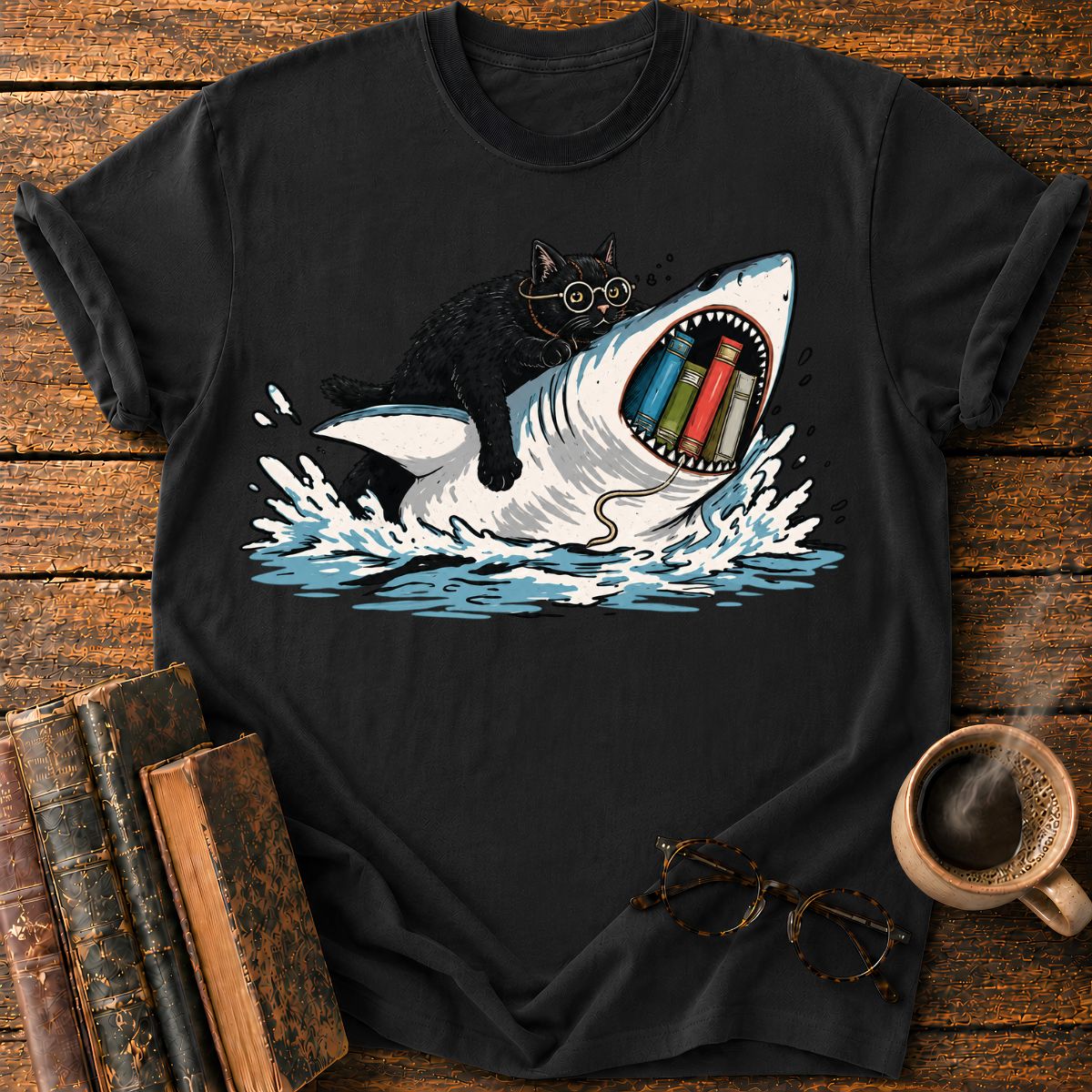 Cat Rides a Shark T-Shirt