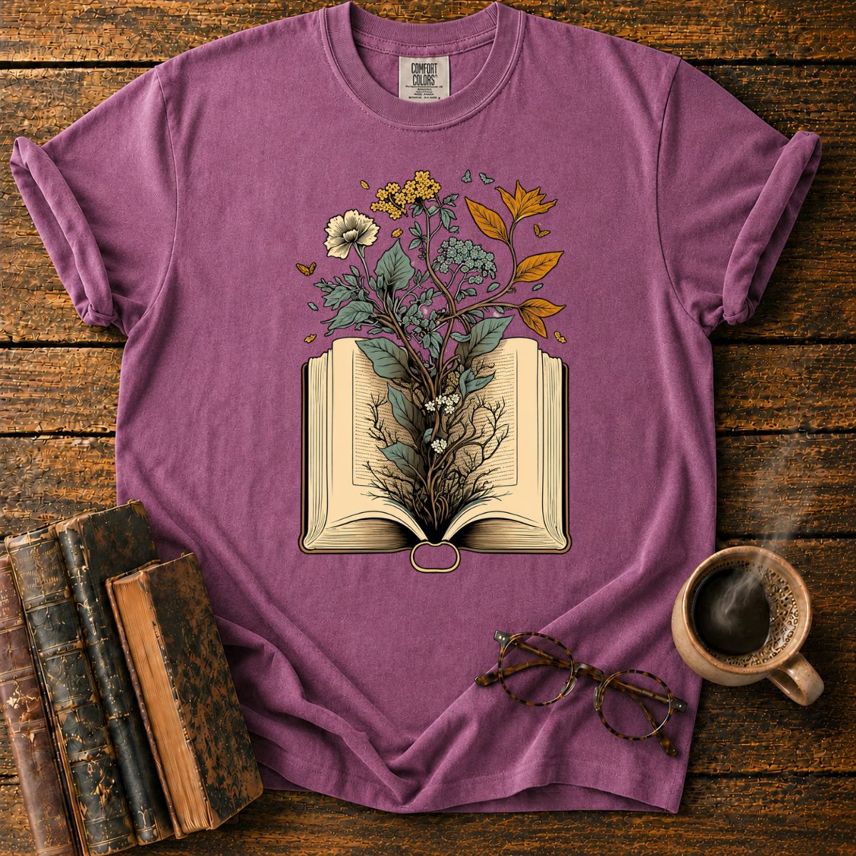 Vintage Botanical Book T-Shirt