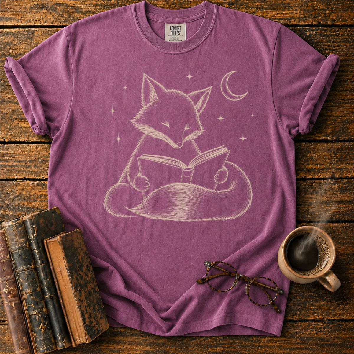Fox Reading Under the Stars T-Shirt