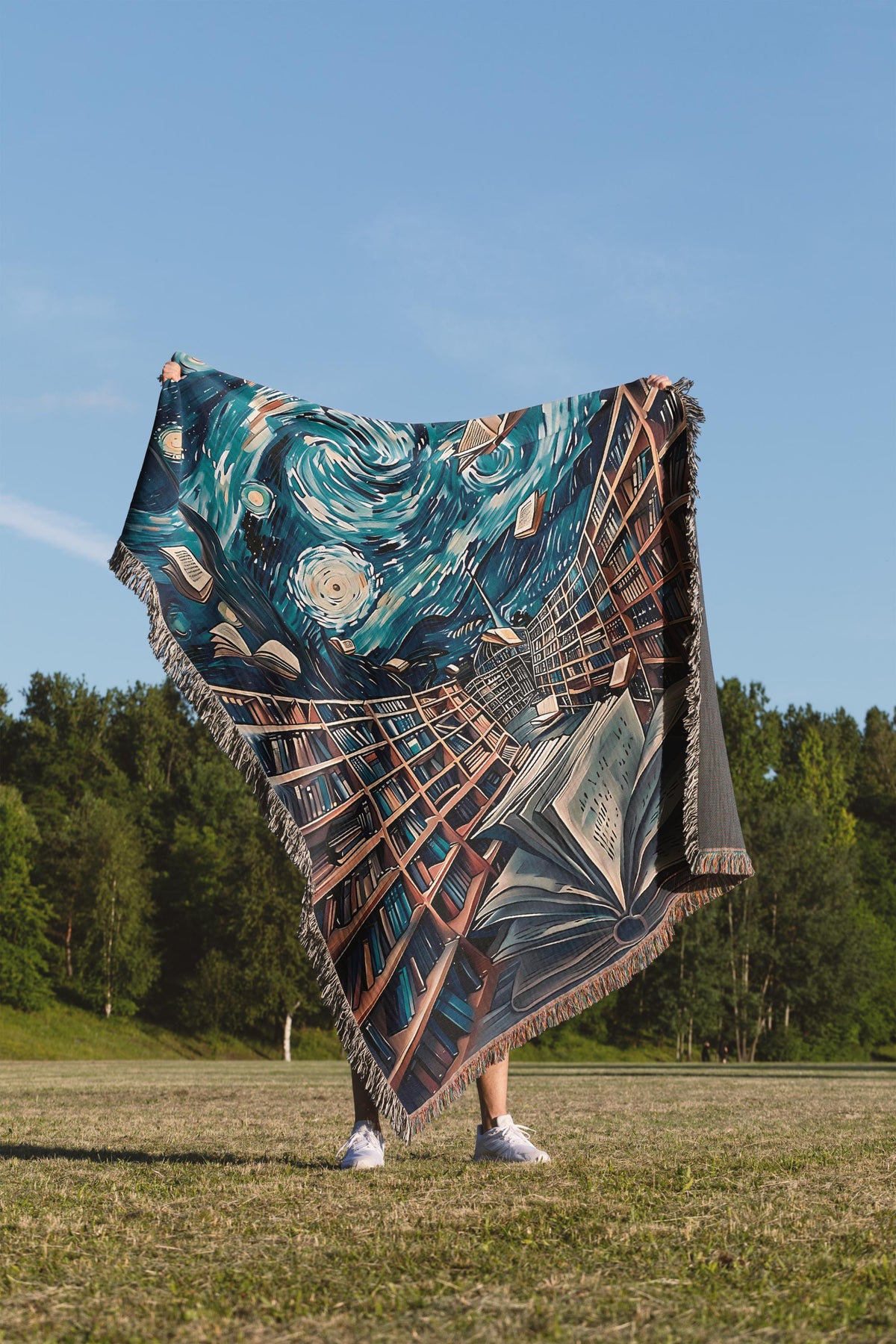 Starry Night Library Woven Blanket