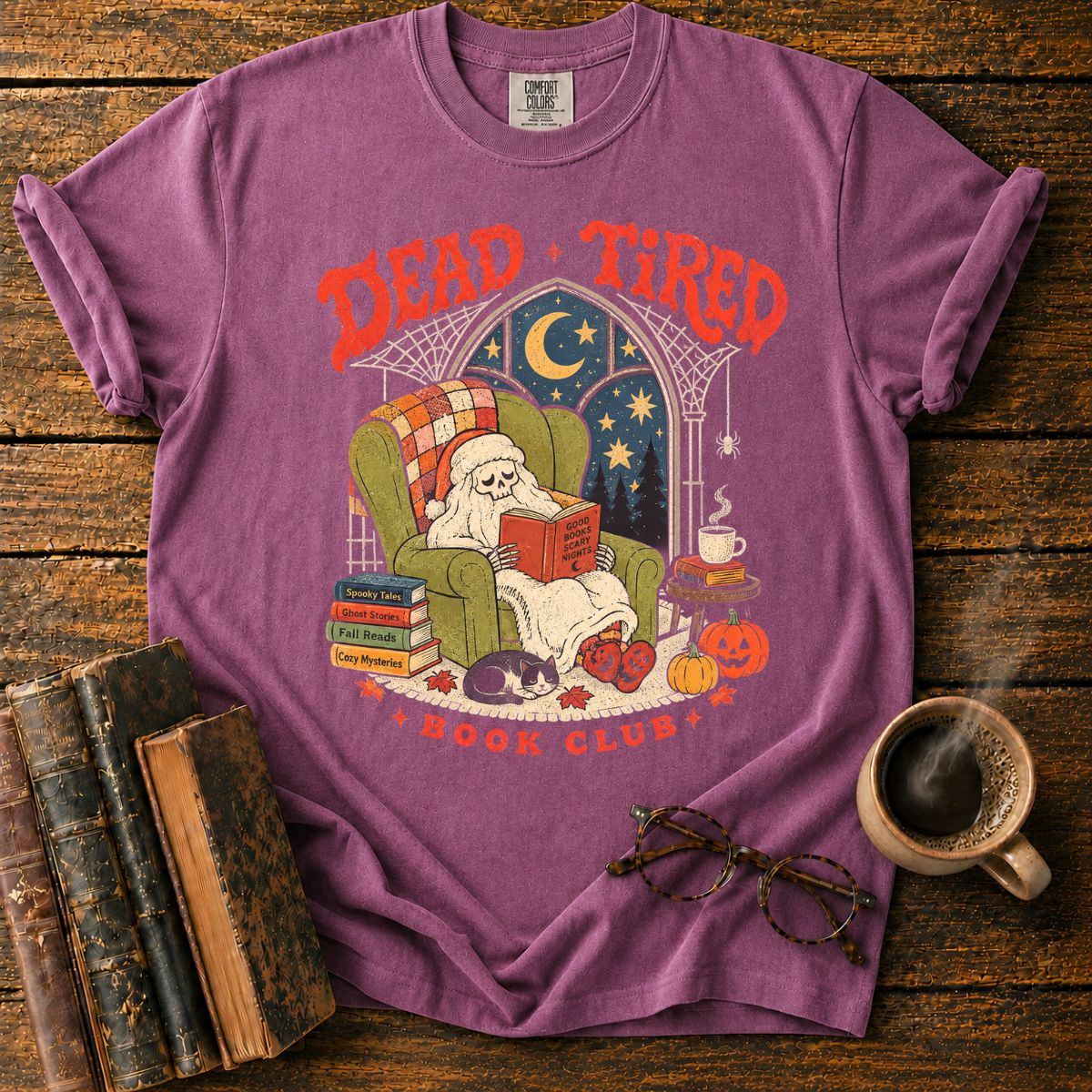 Dead Tired Book Club Skeleton T-Shirt