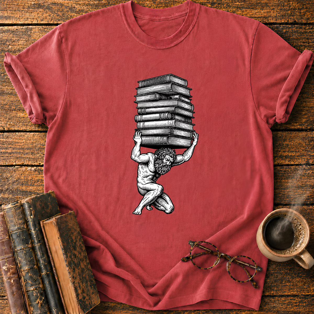 Atlas Bearing the Stack of Books T-Shirt