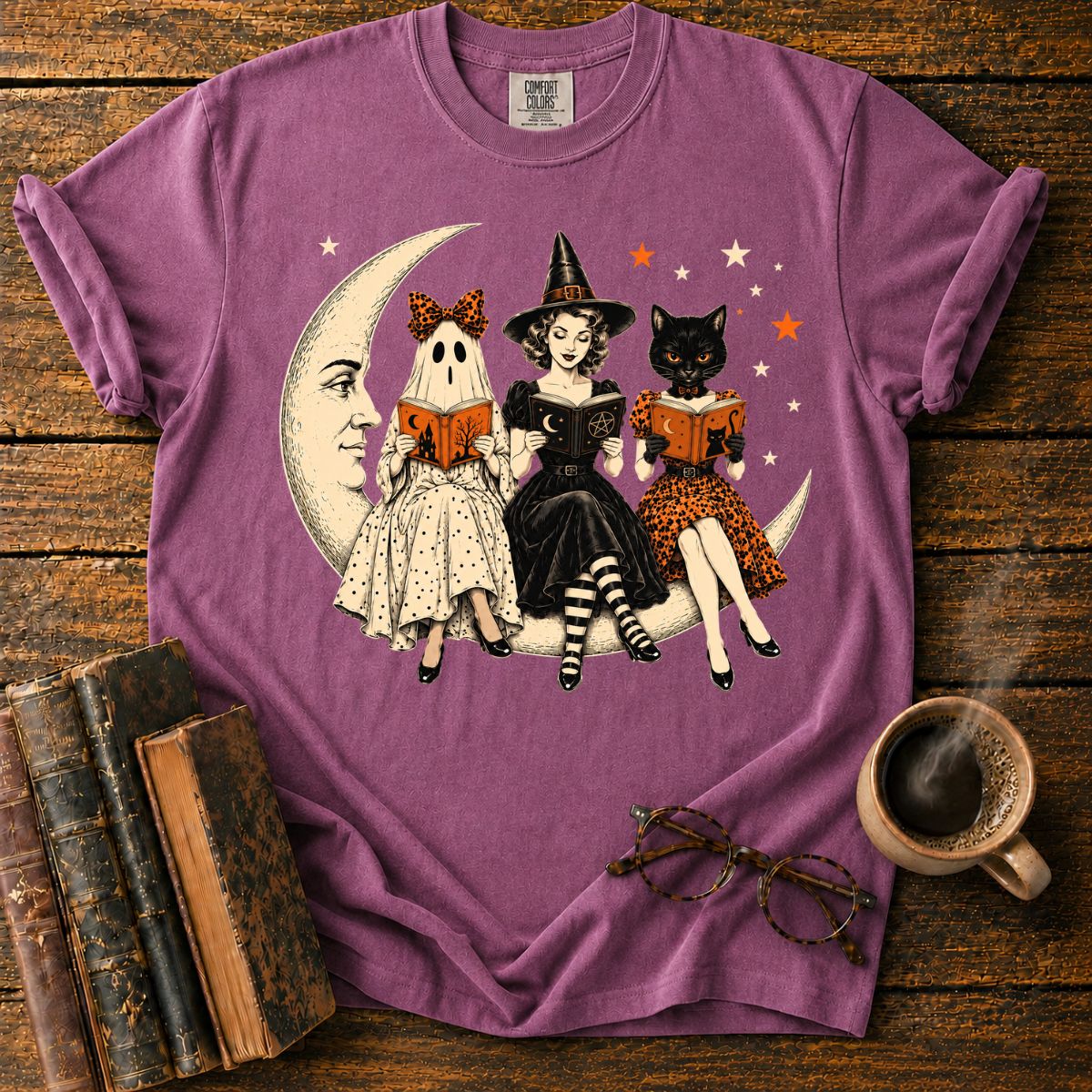 Vintage Halloween Moonlit Readers T-Shirt