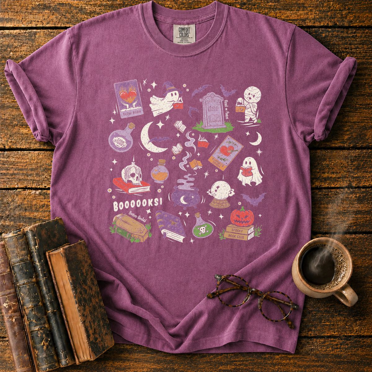 Spooky Bookish Halloween Doodle T-Shirt
