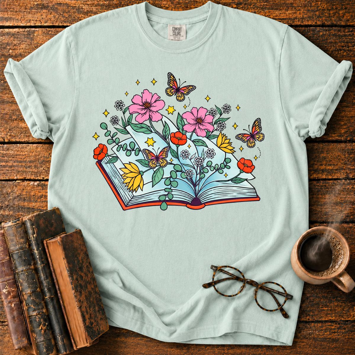 Wildflower Book Butterfly Bookish T-Shirt