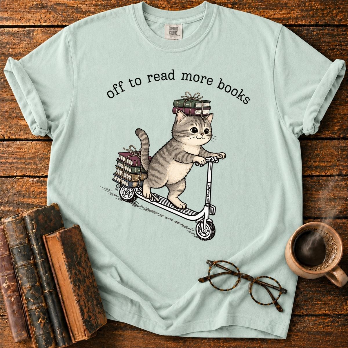 Kitten Scoots Off to Read More Books T-Shirt