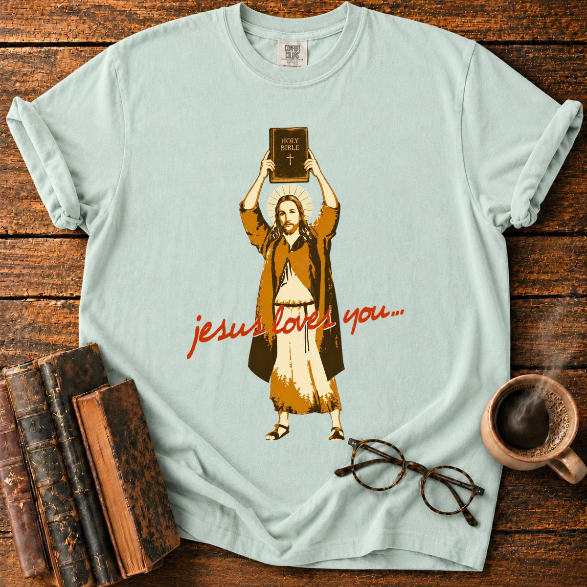 Jesus with Holy Bible T-Shirt