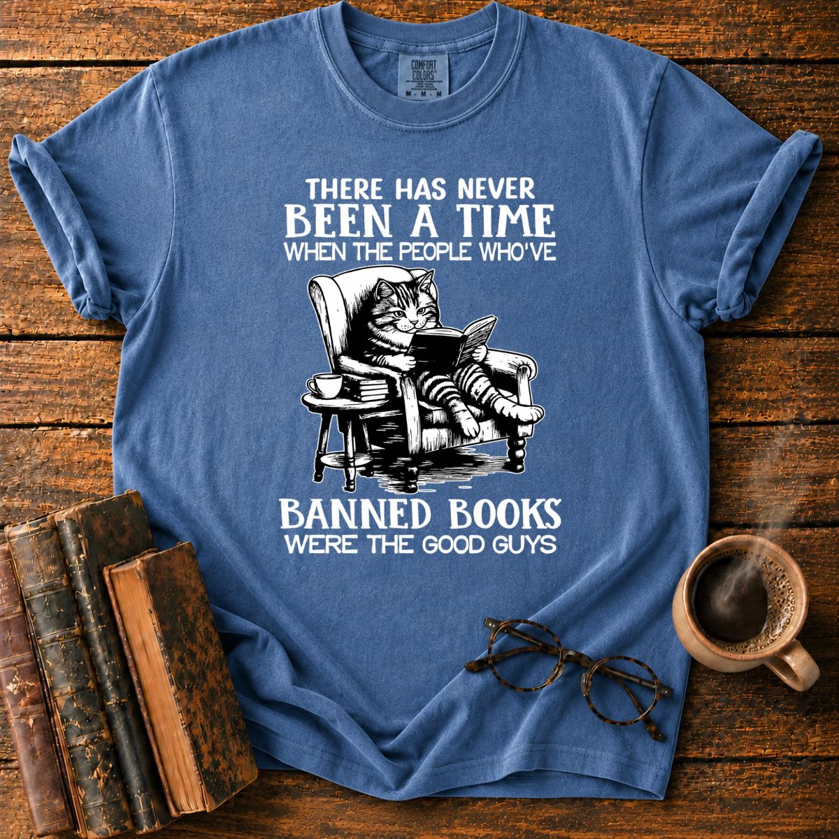 Cat Reading Banned Books Good Guys T-Shirt