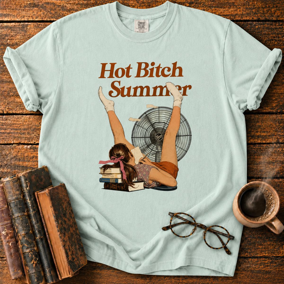 Retro Summer Reading by the Fan T-Shirt
