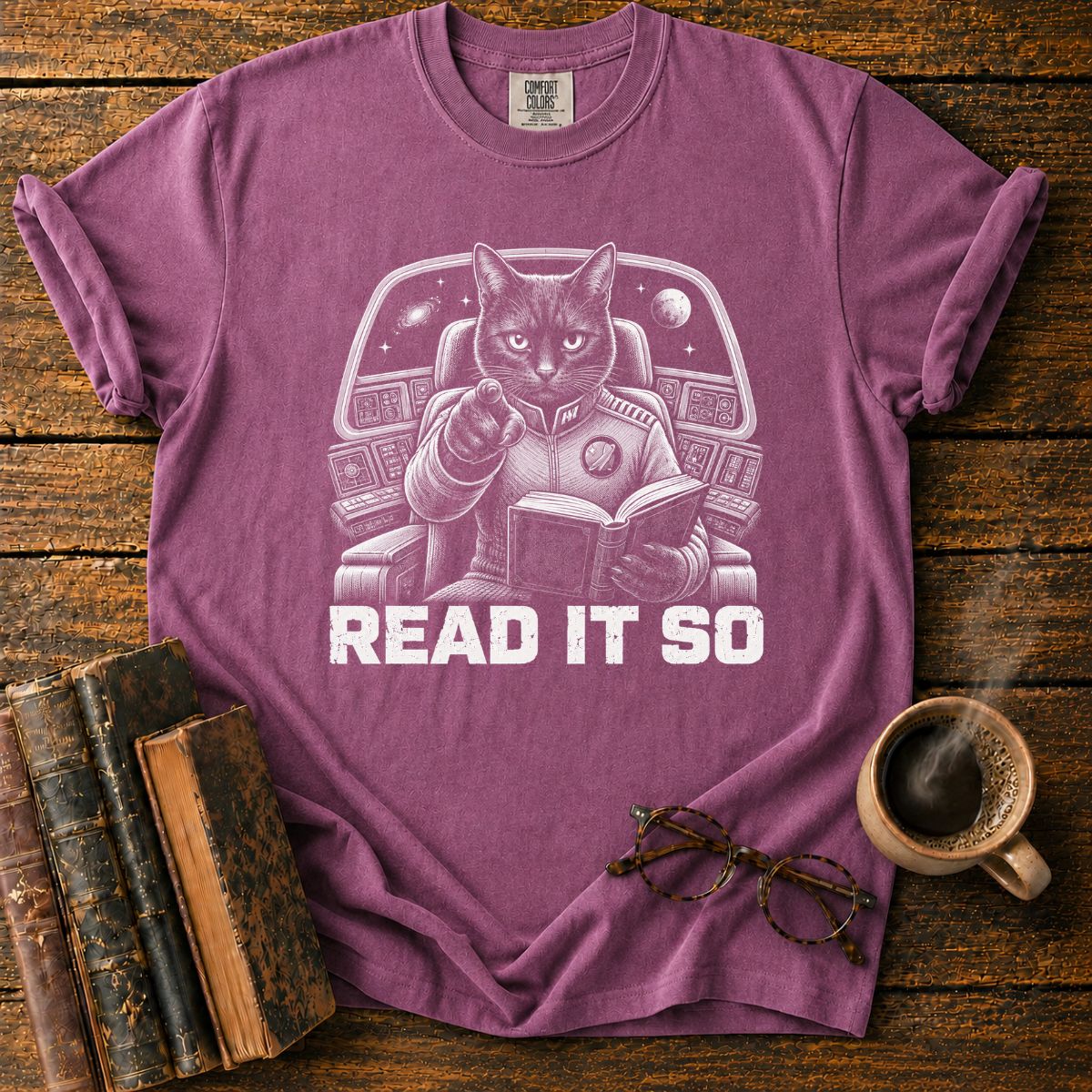 Commanding Cat in Space Cockpit T-Shirt