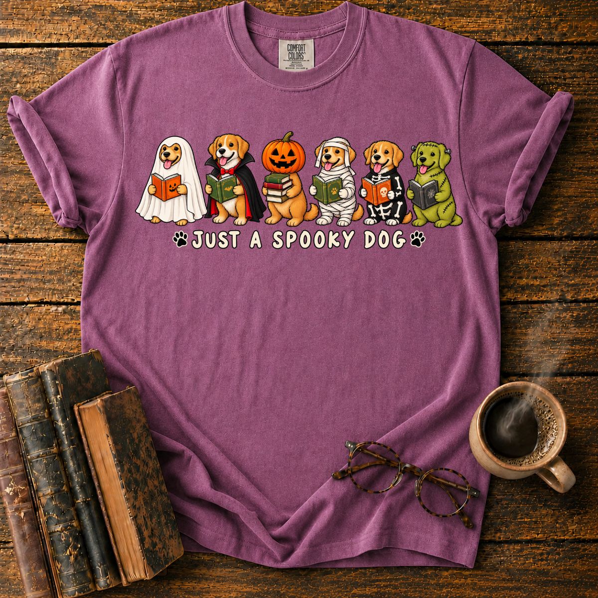 Spooky Bookish Dogs Halloween T-Shirt
